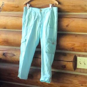 Light aqua crop pants